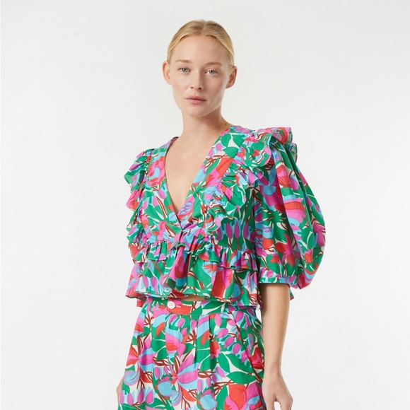 NWT Anthropologie Rhode Elodie Floral Ruffle Blouse - Picture 2 of 5